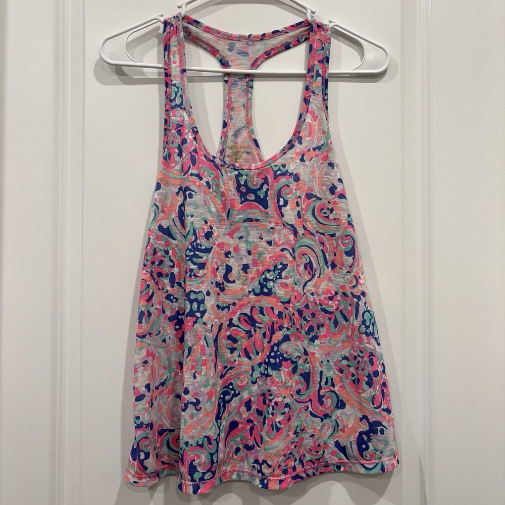 Lilly Pulitzer Luxletic Racerback Tropical Colorful Print Tank Top Small